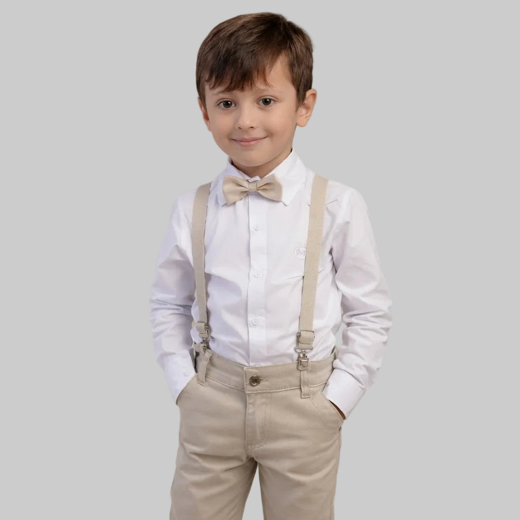 Conjunto Social Infantil Bege Batizado P ao 16 anos