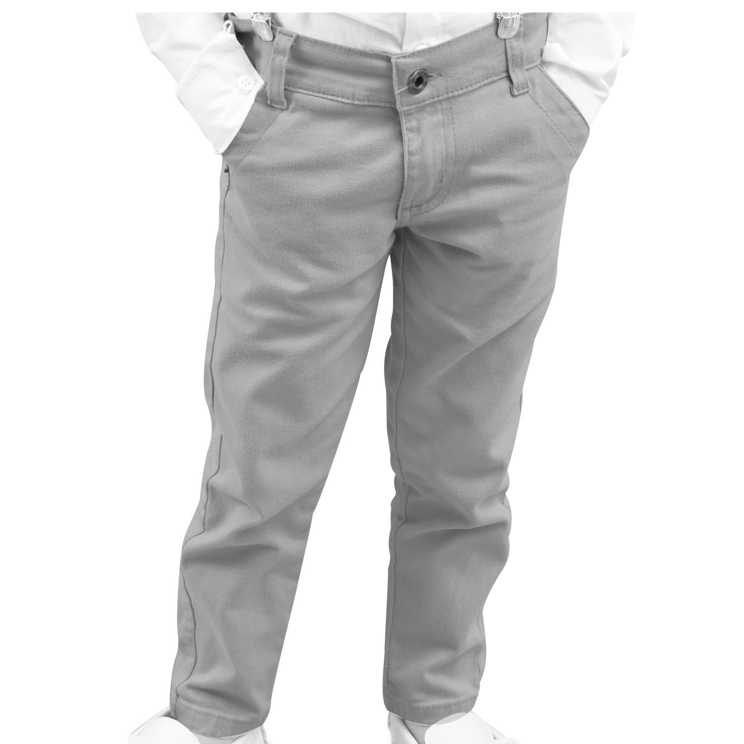 Conjunto Com Suspensório e Camisa Manga Longa Azul Marinho