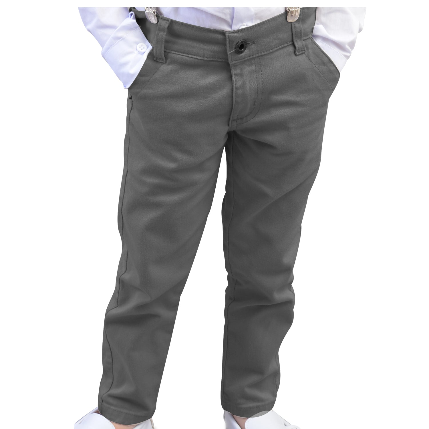 Conjunto Com Suspensório e Camisa Manga Longa Azul Bebê