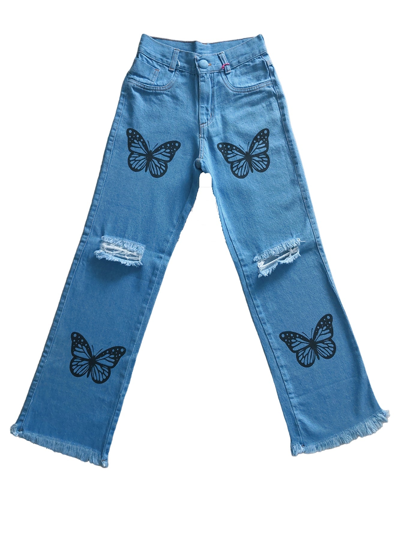 Conjunto Feminino Juvenil + Suéter E Calça Jeans Borboleta (Atacado)