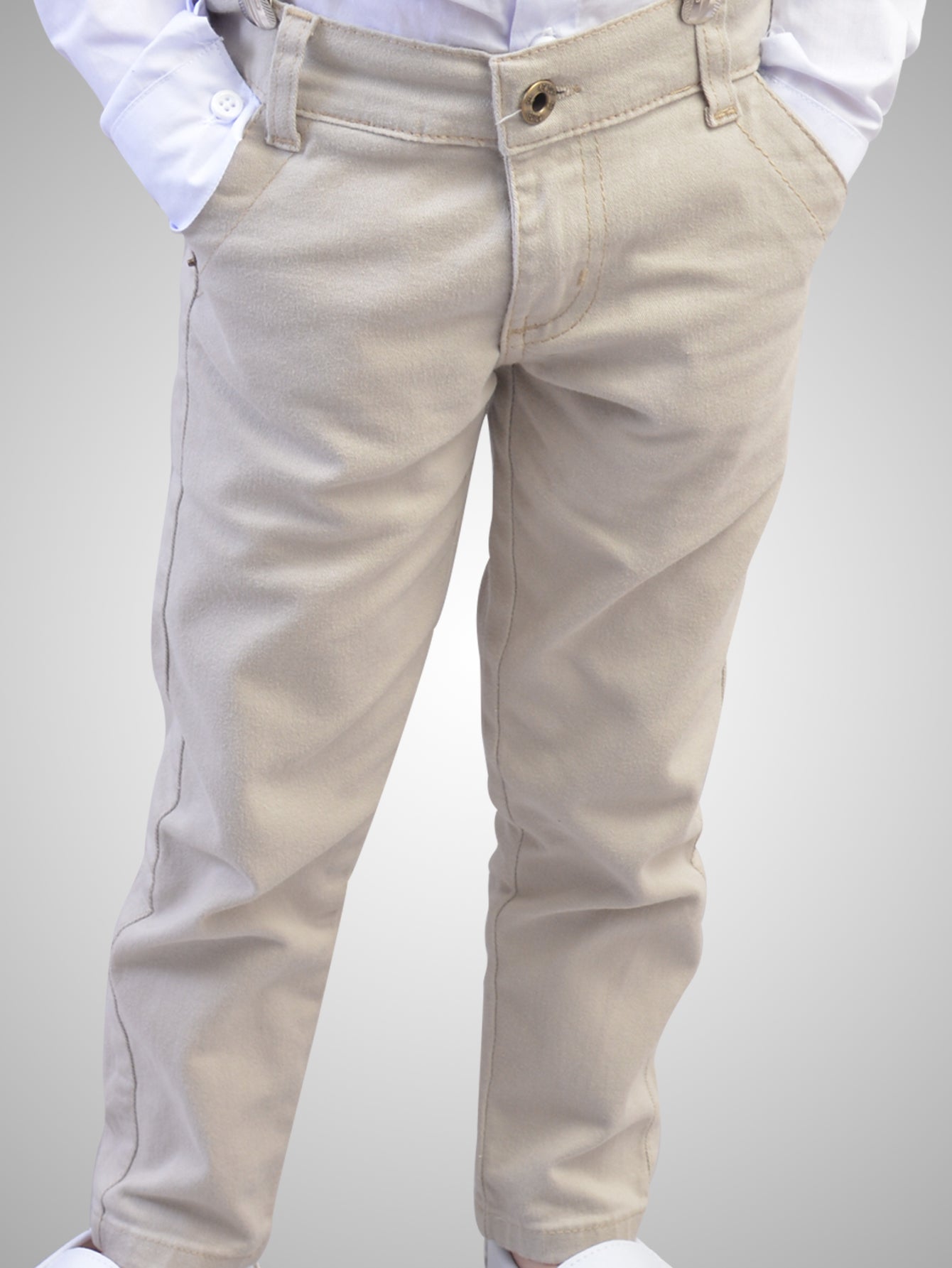 Conjunto Com Suspensório e Camisa Manga Longa Azul Marinho