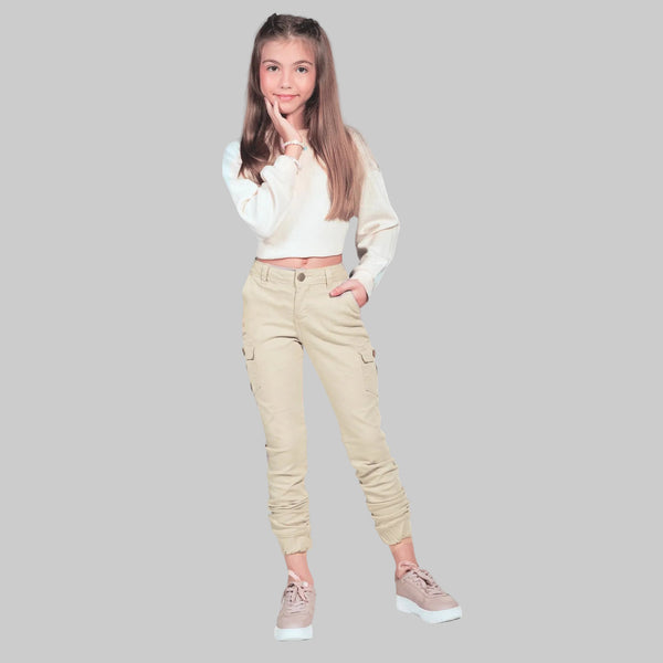 Calça Cargo Feminina Moda Juvenil Bolsos Prático Várias Cores 10 ao 16 Anos