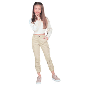 Calça Cargo Feminina Moda Juvenil Bolsos Prático Várias Cores 10 ao 16 Anos (Atacado)