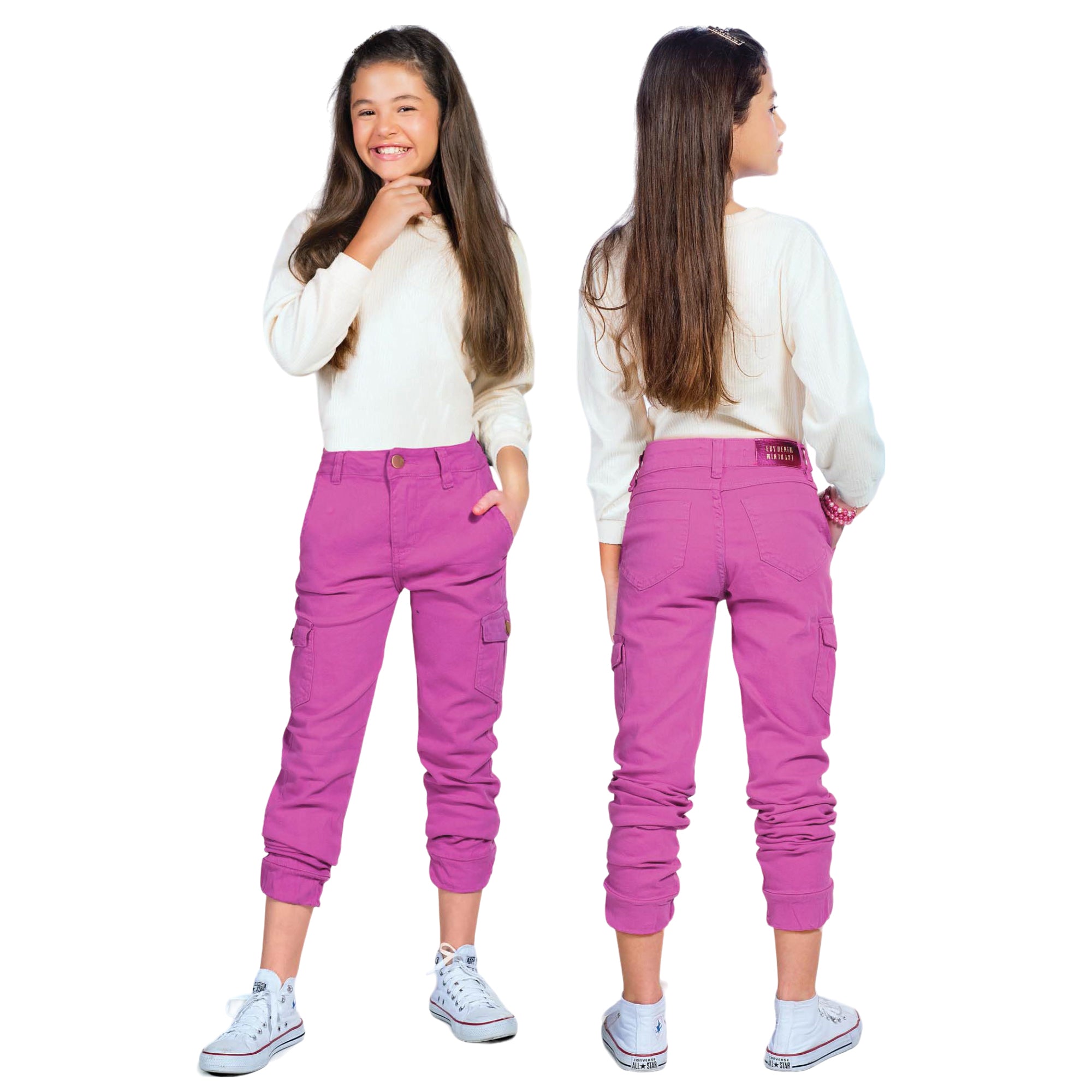 Calça Cargo Feminina Moda Juvenil Bolsos Prático Garota Teen Aventura & Estilo 10 ao 16 Anos