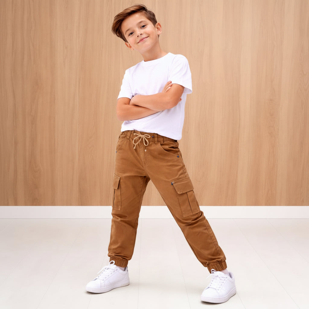Calça Sarja Cargo Infantil Masculina - Estilo Streetwear Menino