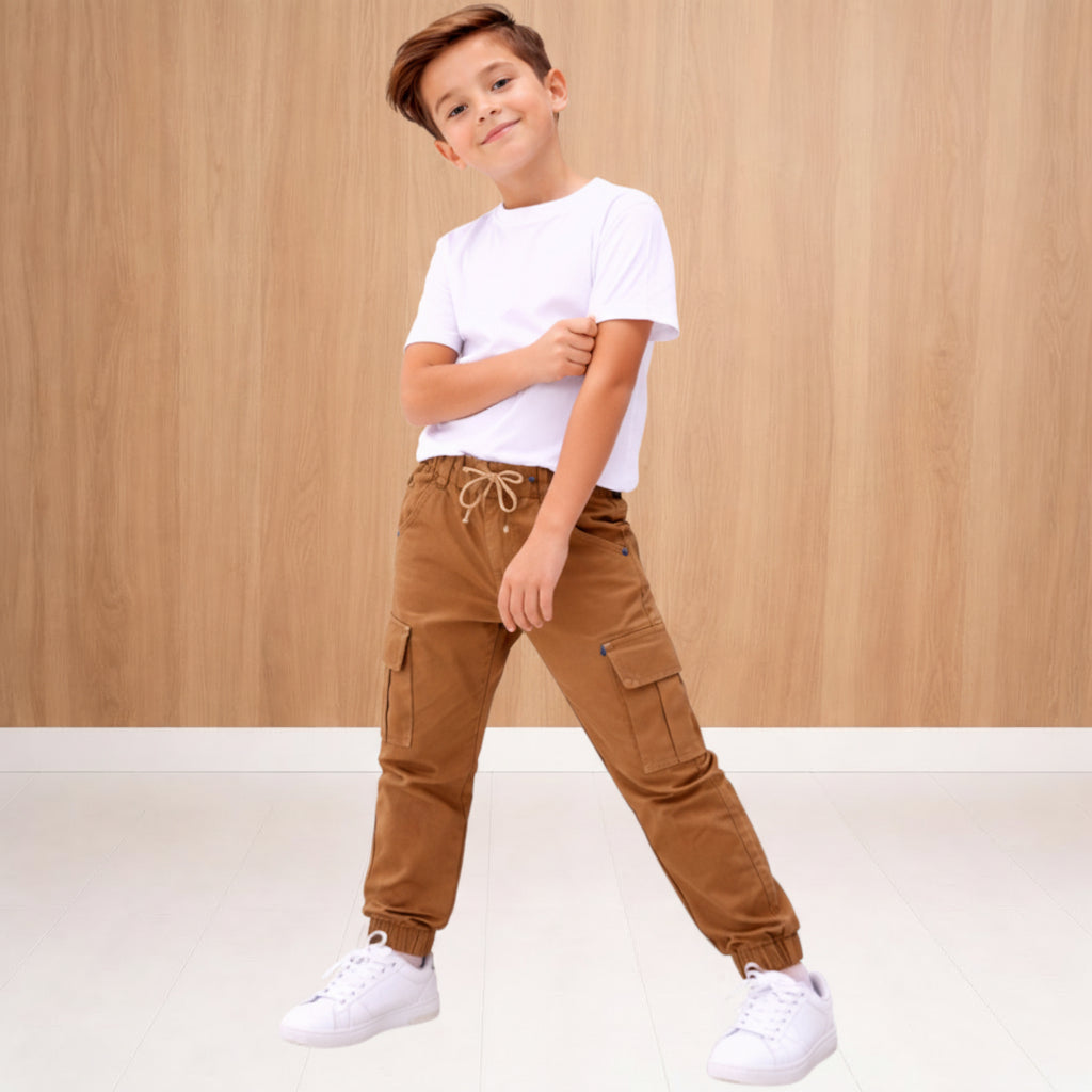 Calça Sarja Cargo Infantil Masculina - Estilo Streetwear Menino