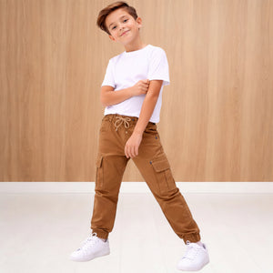 Calça Sarja Cargo Infantil Masculina - Estilo Streetwear Menino