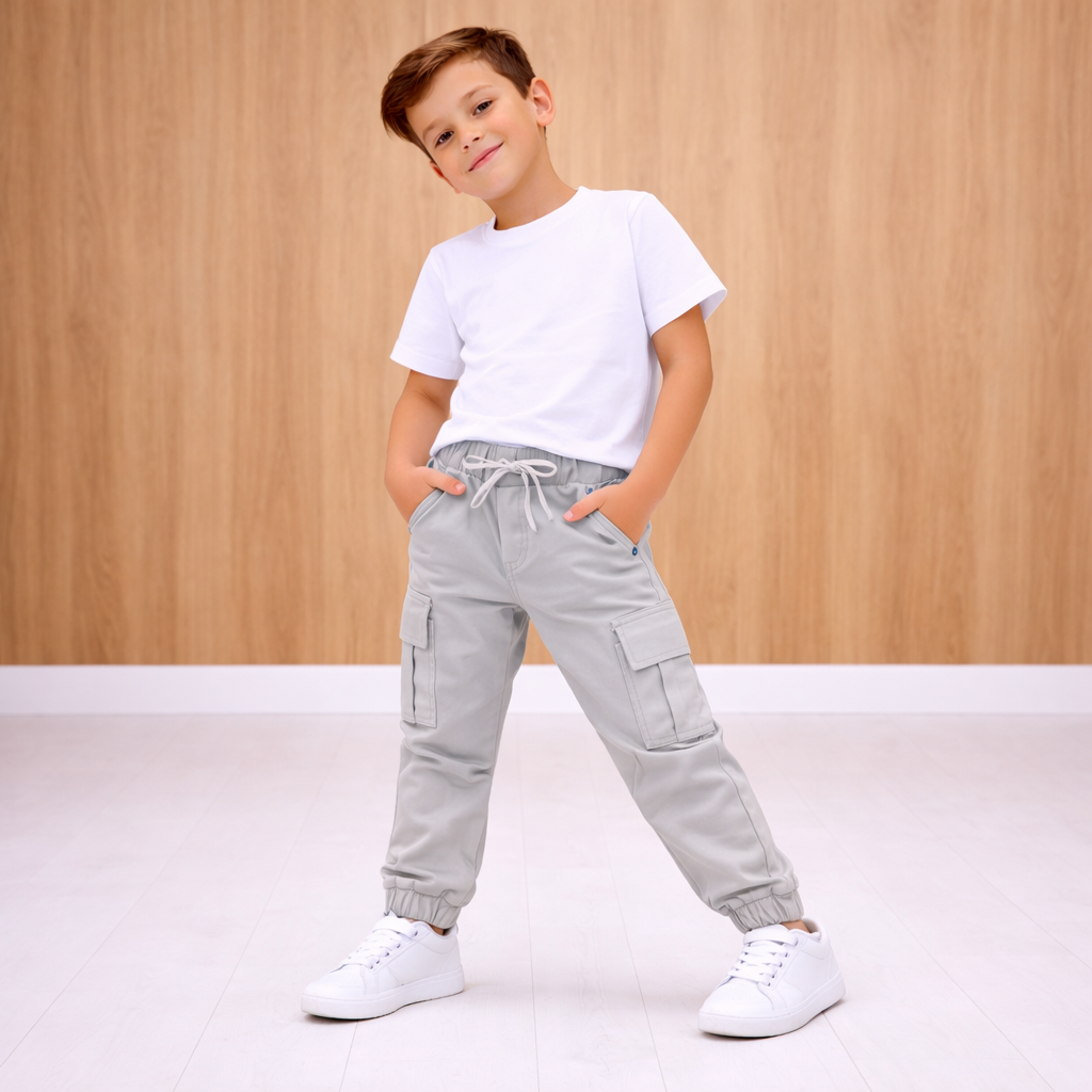 Calça Sarja Cargo Infantil Masculina - Estilo Streetwear Menino