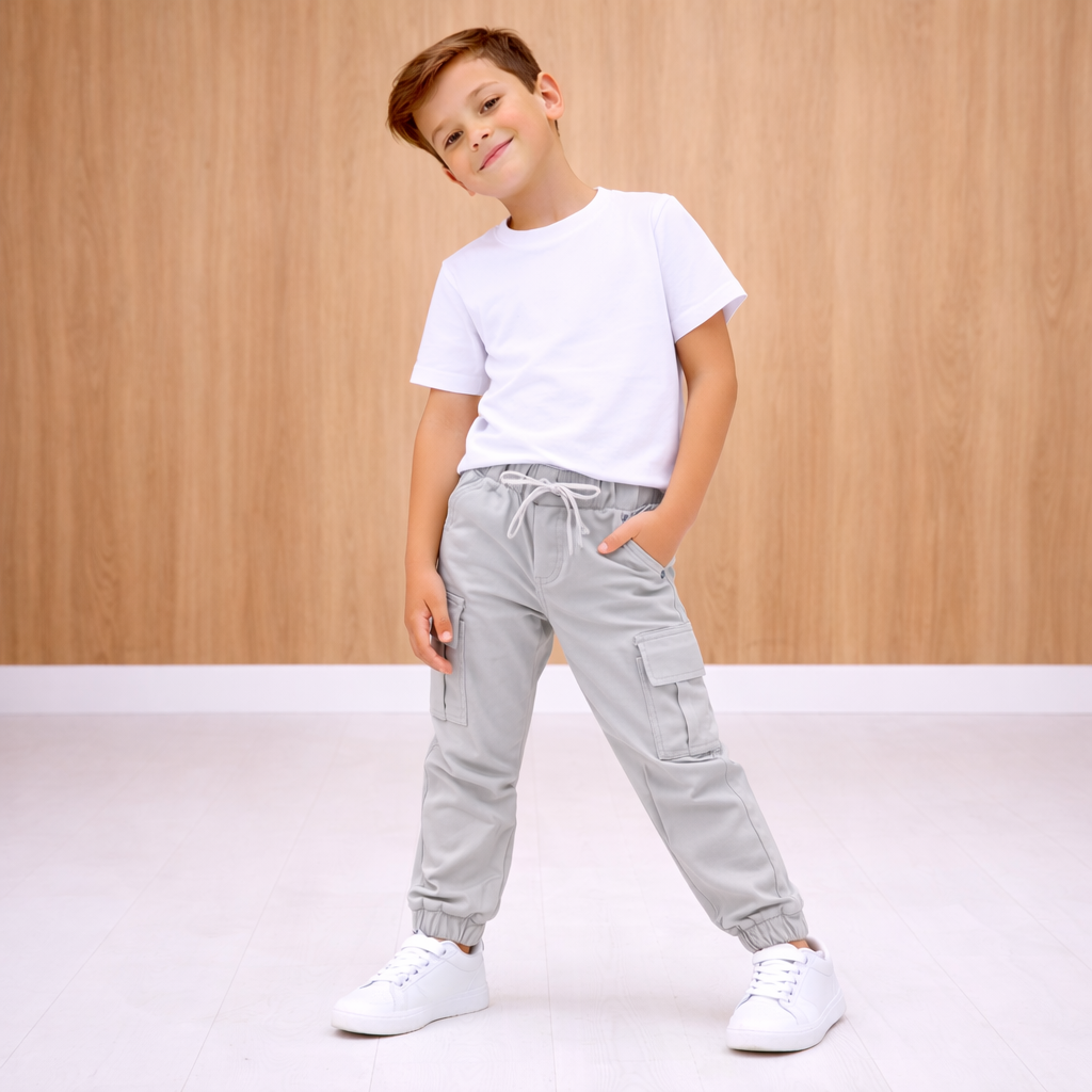 Calça Sarja Cargo Infantil Masculina - Estilo Streetwear Menino