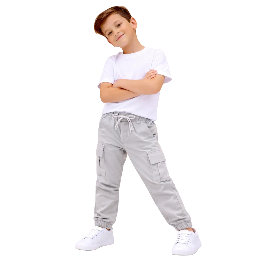 Calça Sarja Cargo Infantil Masculina - Estilo Streetwear Menino