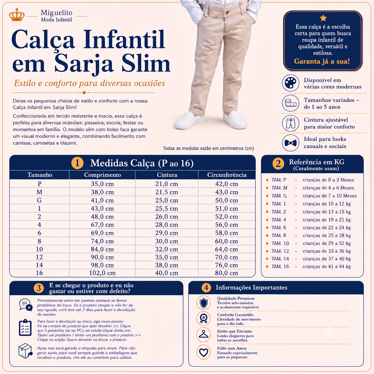 Calça Sarja  Infantil Bolso Faca  Varias Cores Promoção - Envio Rápido