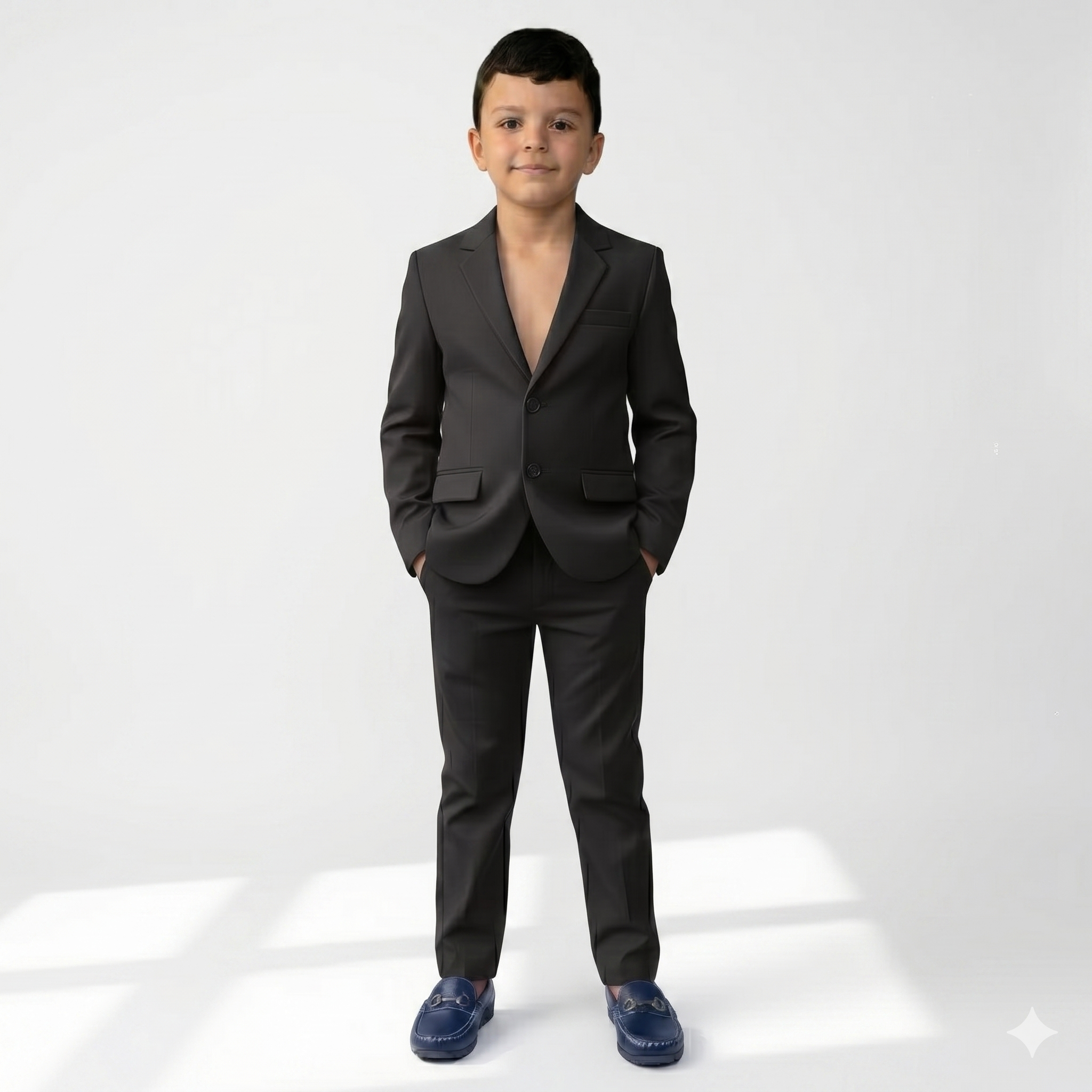 Terno Infantil Moderno Oxford – Blazer + Calça para Festas e Casamentos
