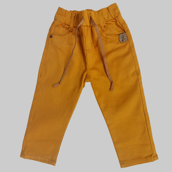 Calça de Sarja Infantil Masculina com Cordão e Elástico - Tamanho 1 ao 10 - Envio Já
