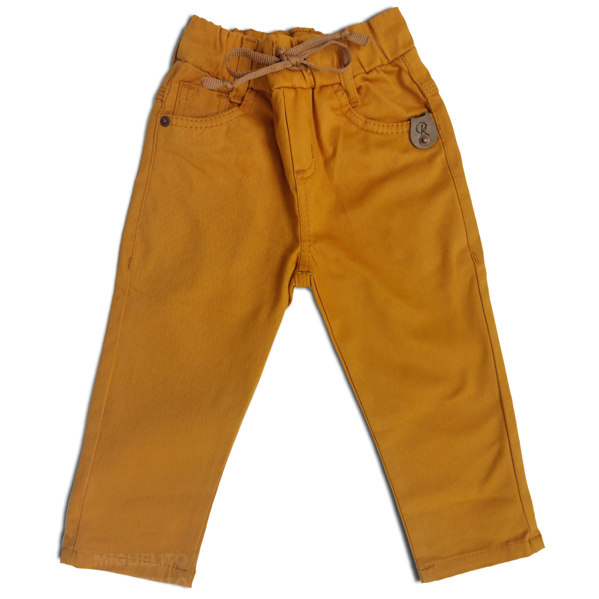 Calça de Sarja Infantil Masculina com Cordão e Elástico - Tamanho 1 ao 10 - Envio Já