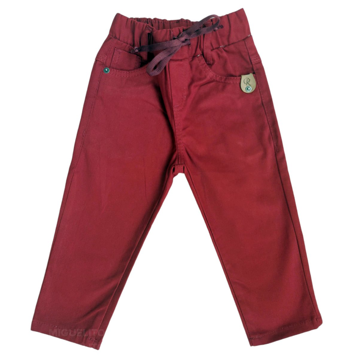 Calça de Sarja Infantil Masculina com Cordão e Elástico - Tamanho 1 ao 10 - Envio Já