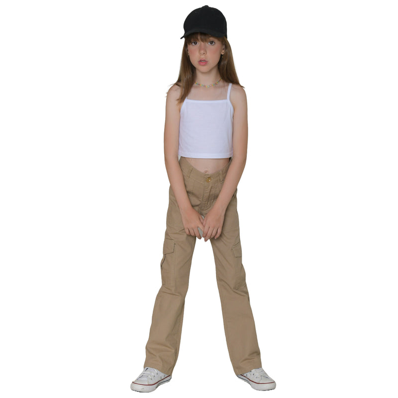 Calça Cargo Sarja Infantil Menina Garota Moderninhas Conrfot