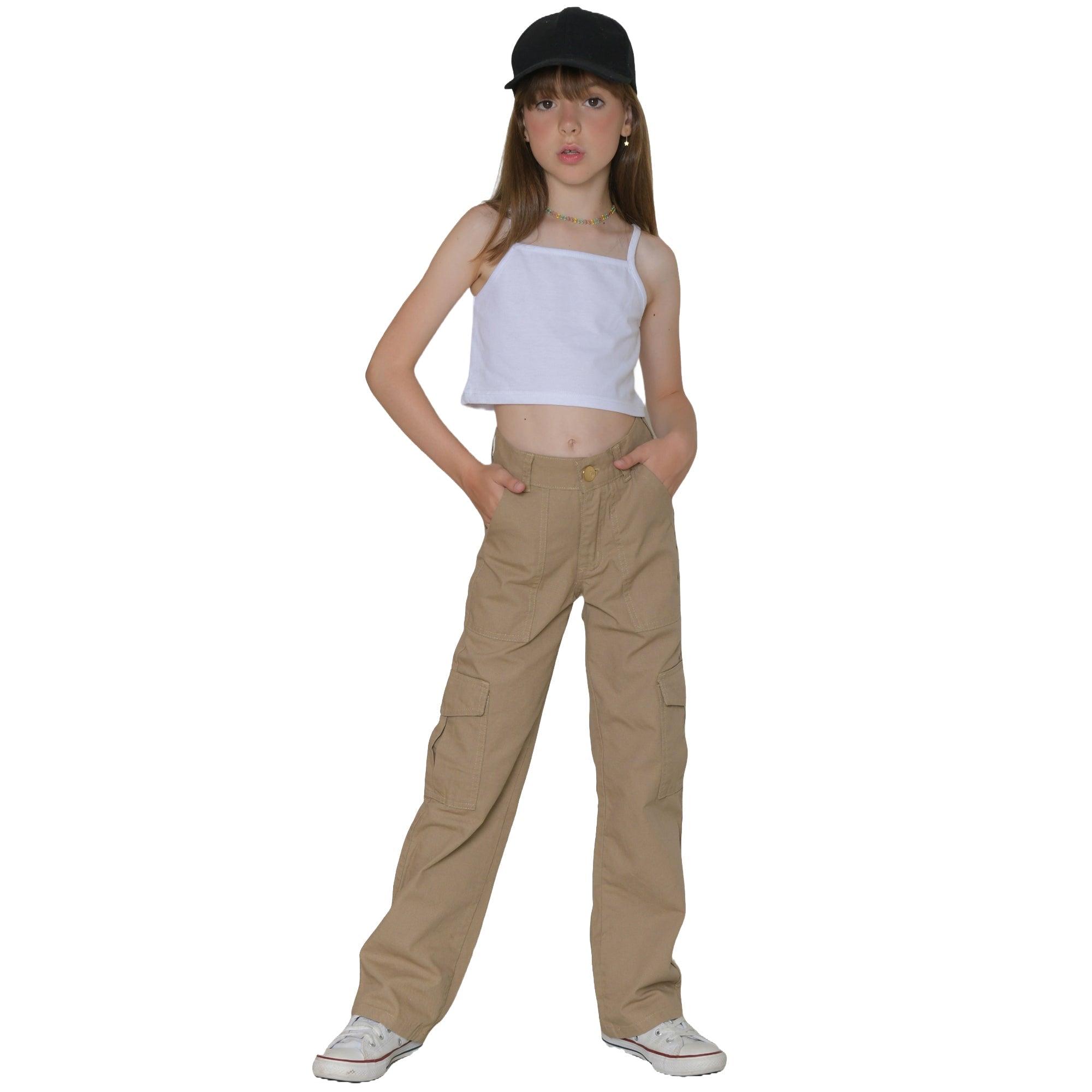 Calça Cargo Sarja Infantil Menina Garota Moderninhas Conrfot (Atacado)