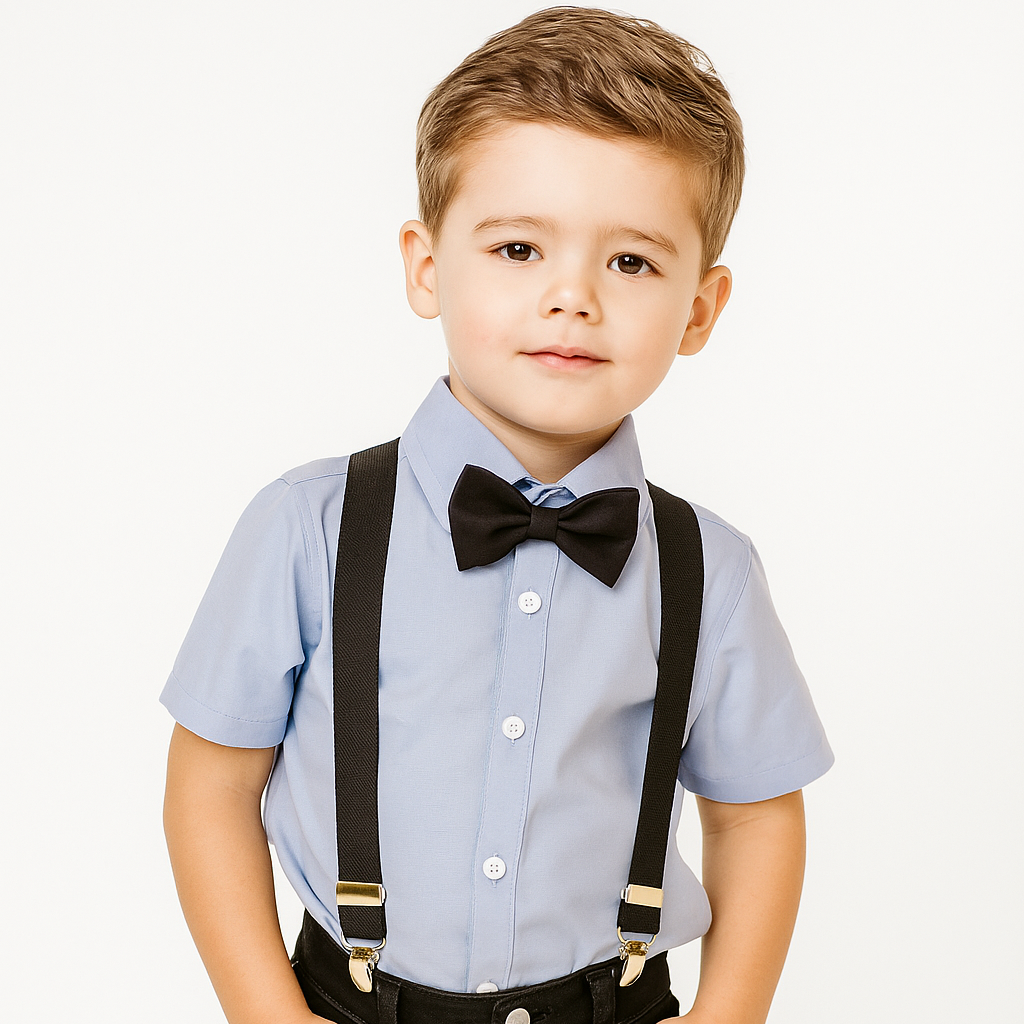 Conjunto Social Infantil Menino – Azul Claro e Preto | Manga Curta