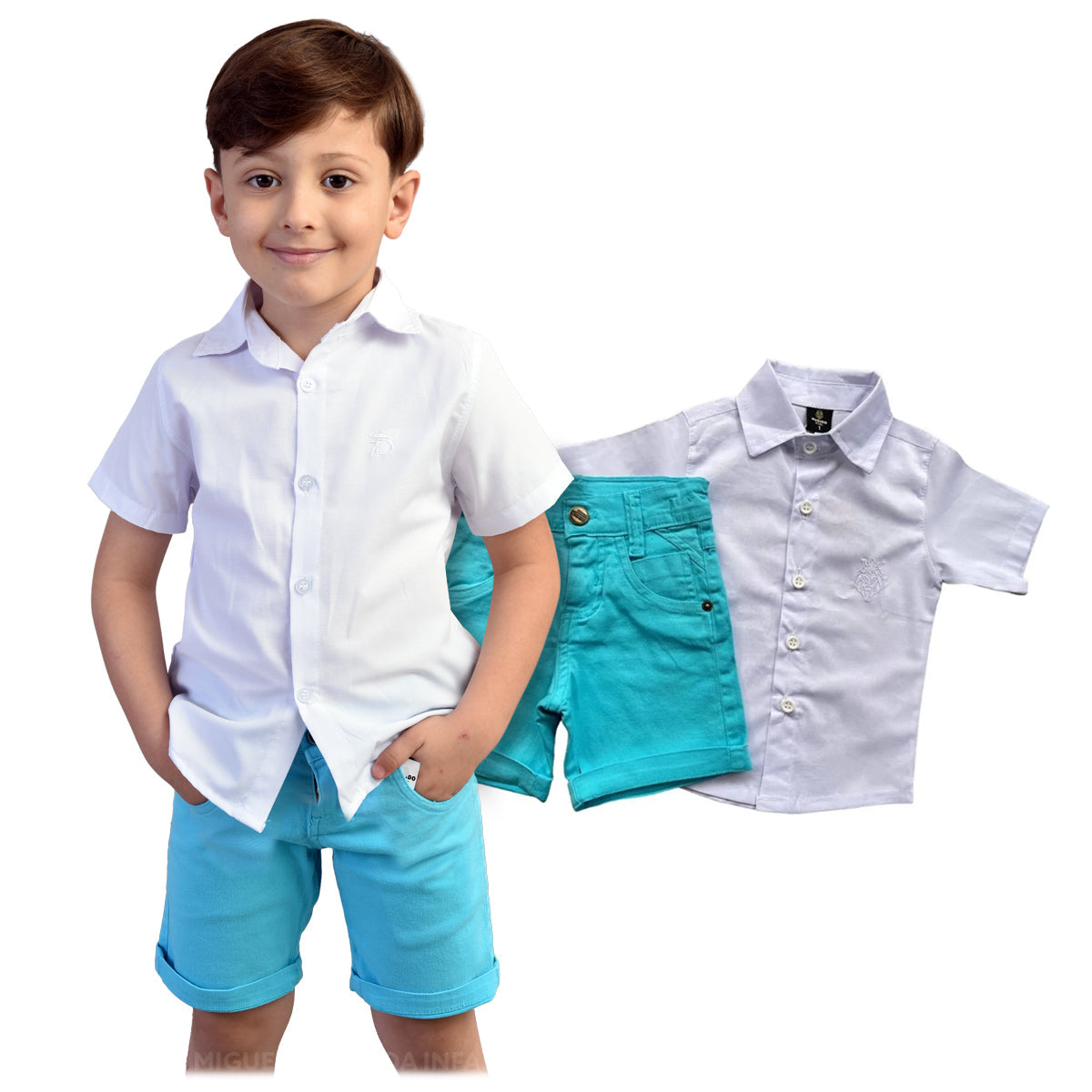 Kit Conjunto Verão - Roupa Social- Camisa e Bermuda 1 ao 8 anos (Atacado)