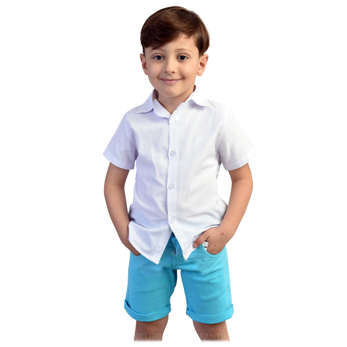 Roupa Menino Infantil Comemoração De Natal Ano Novo - Camisa + Bermuda (Atacado)