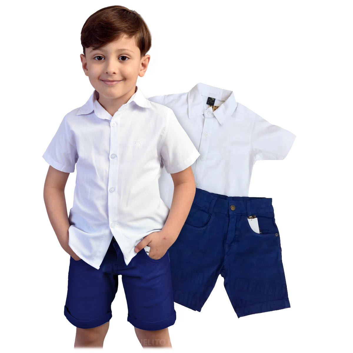 Kit Conjunto Verão - Roupa Social- Camisa e Bermuda 1 ao 8 anos (Atacado)