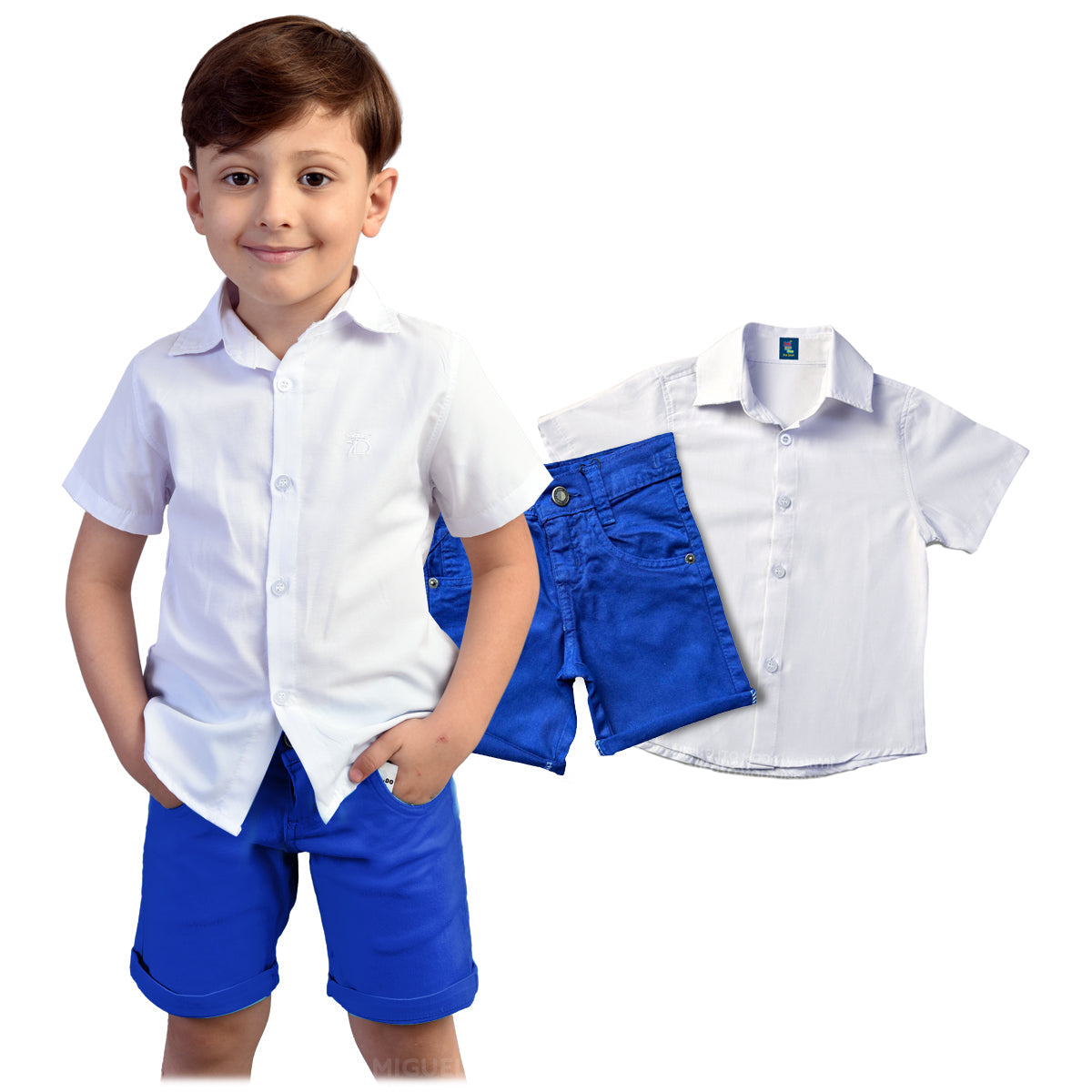 Kit Conjunto Verão - Roupa Social- Camisa e Bermuda 1 ao 8 anos (Atacado)