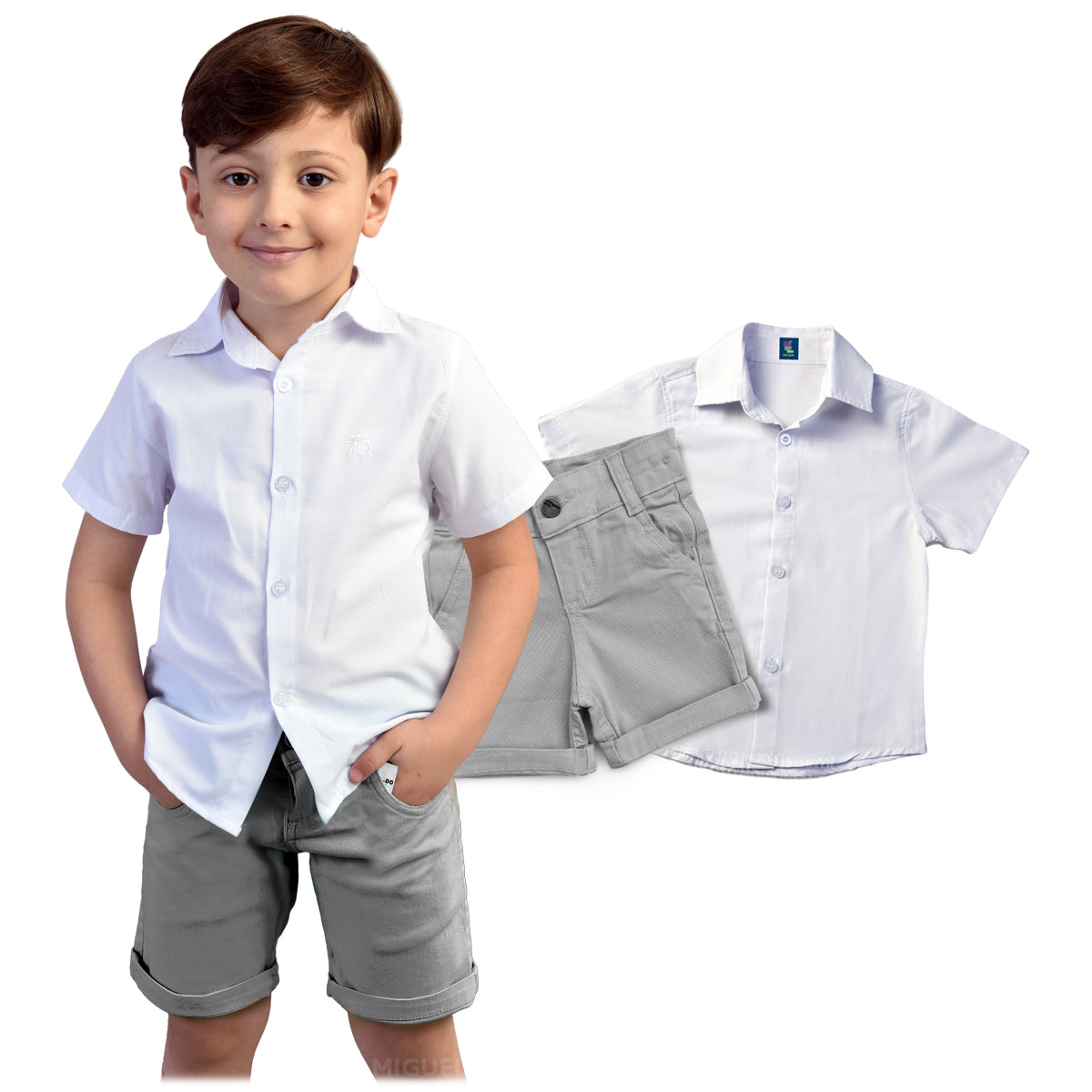 Kit Conjunto Verão - Roupa Social- Camisa e Bermuda 1 ao 8 anos (Atacado)