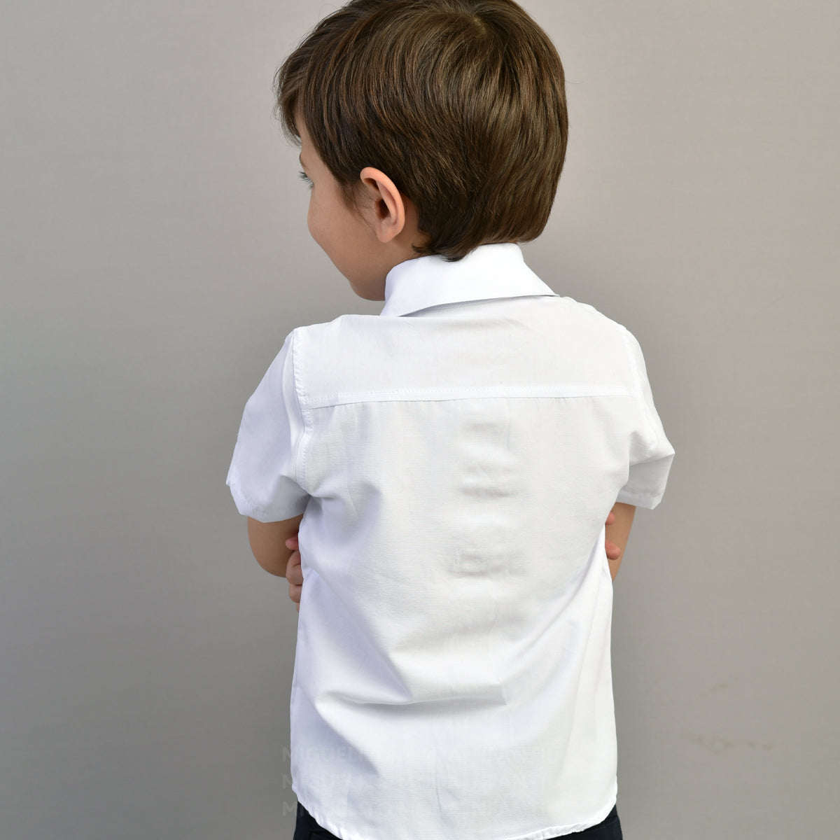 Camisa Branca Social Infantil Manga Curta Algodão (Atacado)