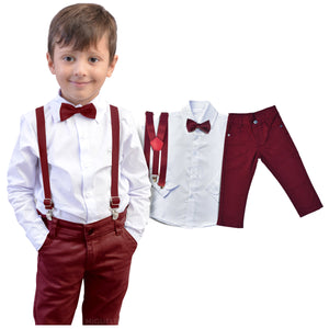 Conjunto Para Formatura e Casamento Antialérgico 100% Algodão Marsala 1 ao 8 anos (Atacado)