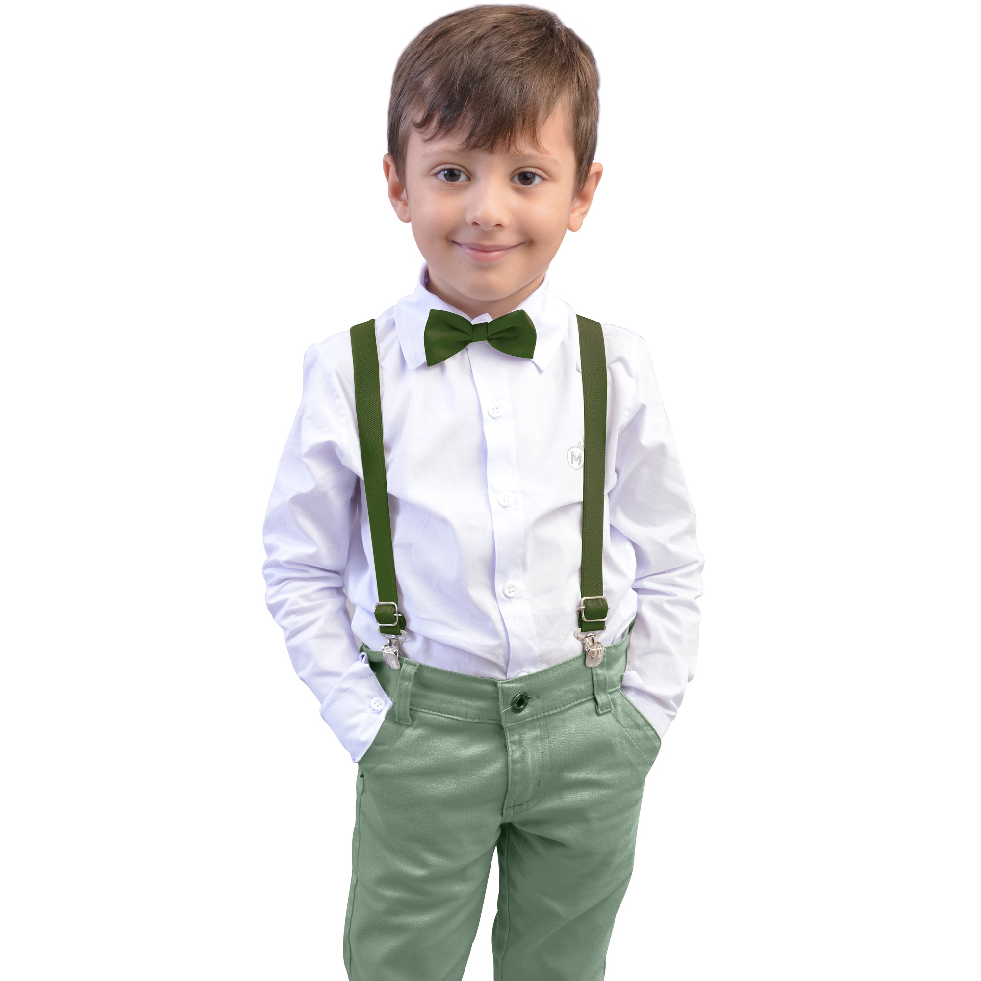 Conjunto Para Casamento Pajem Verde Musgo e Verde Oliva ao 16 anos