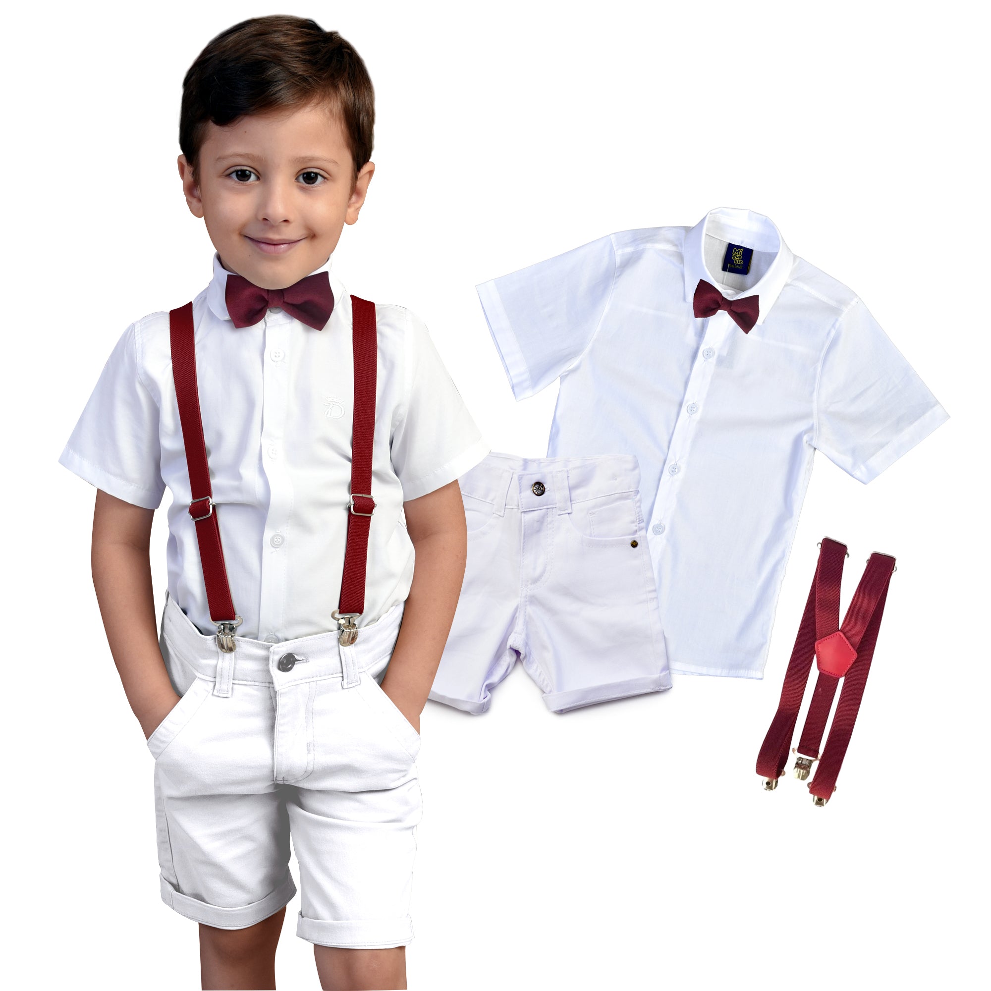 Roupa Social Menino Bermuda e Camisa Manga Curta Branca Várias