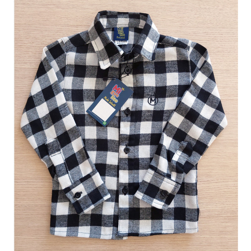 Camisa Xadrez Flanelada Masculina Azul Bebê- Infantil Tam. 1 ao 8