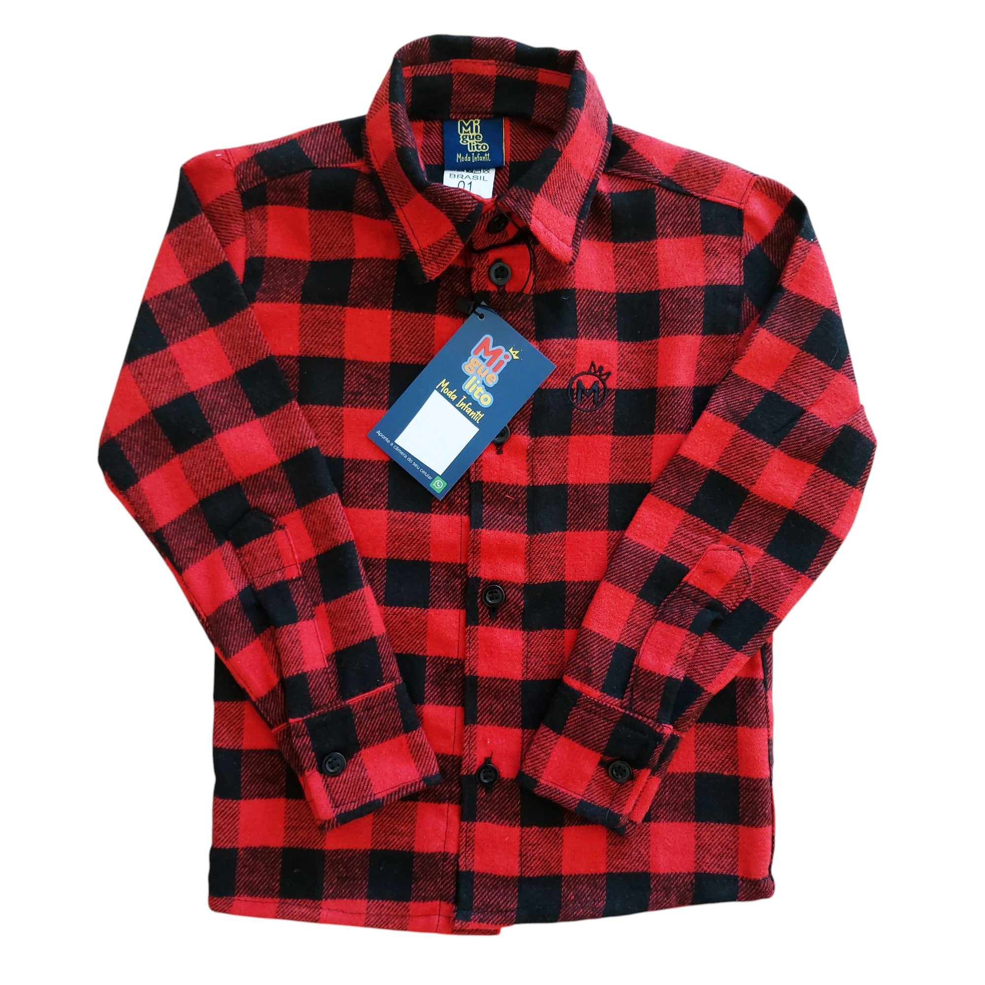 Camisa Xadrez + Calça Jeans Borboleta Menina 2 ao 10 anos (Atacado)