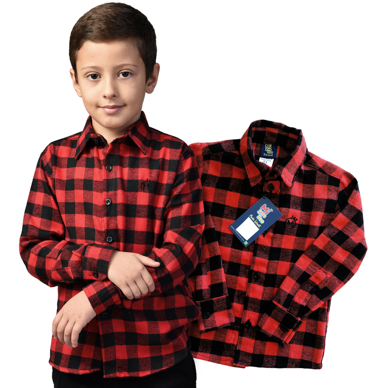 Camisa Xadrez Flanelada Masculina Azul Bebê- Infantil Tam. 1 ao 8