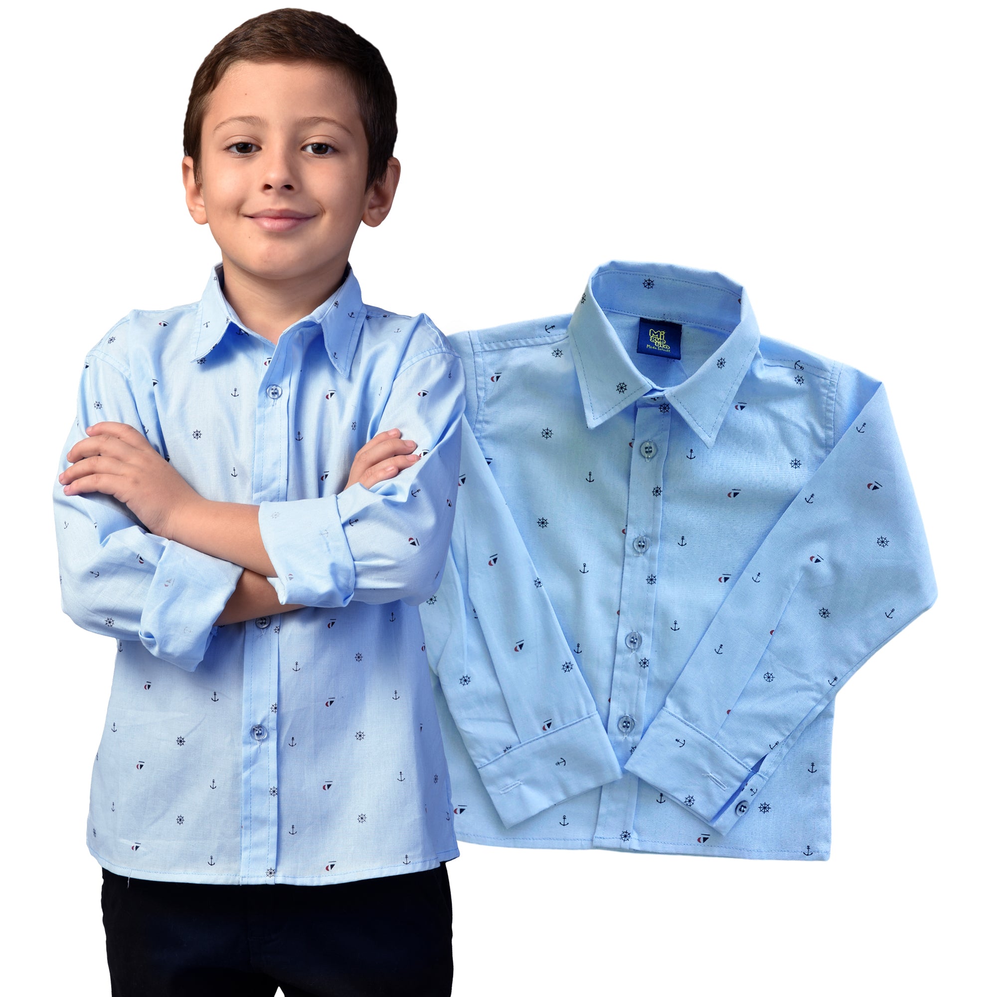 Camisa Masculina Sofisticada Âncora  2 ao 10 anos