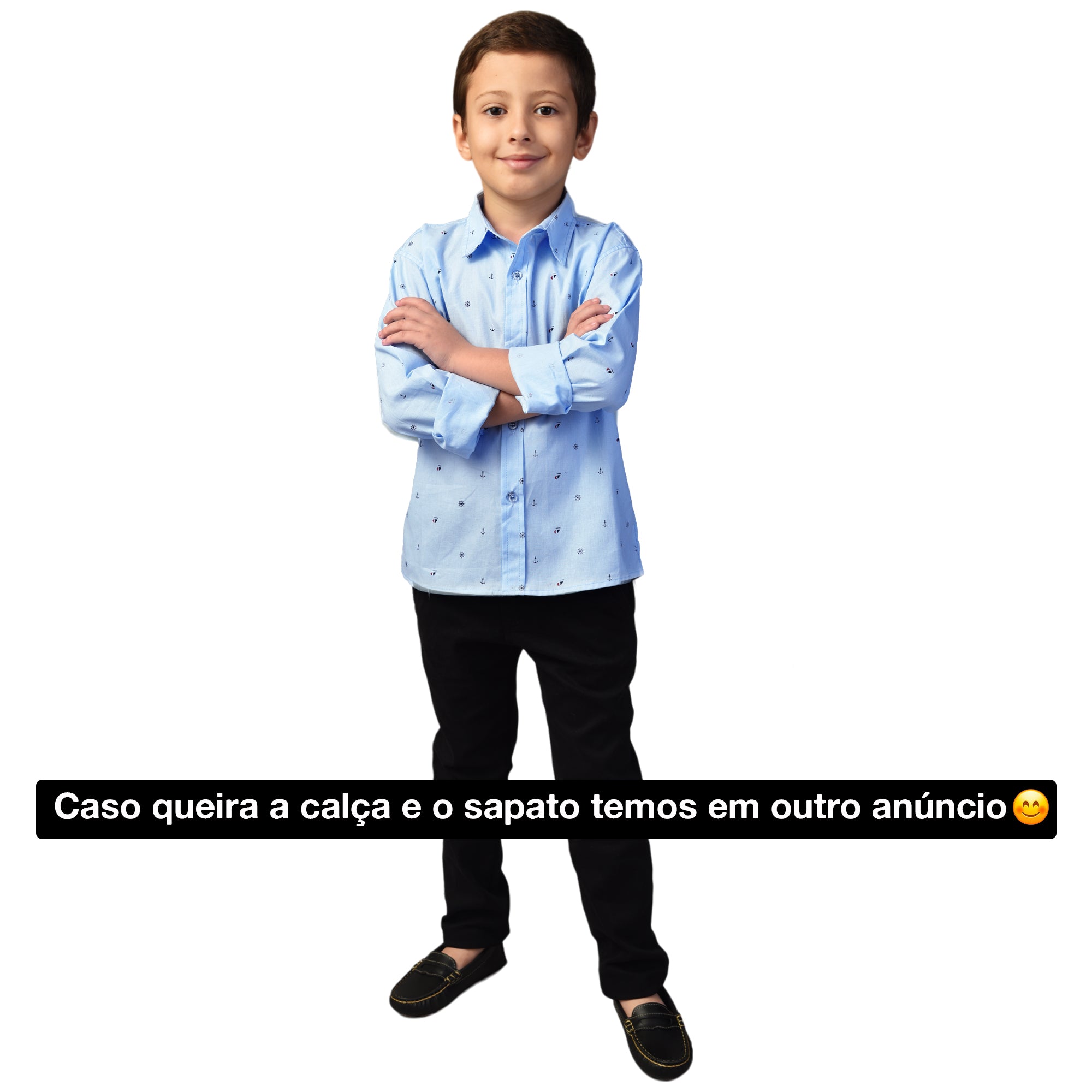 Camisa Masculina Sofisticada Âncora  2 ao 10 anos