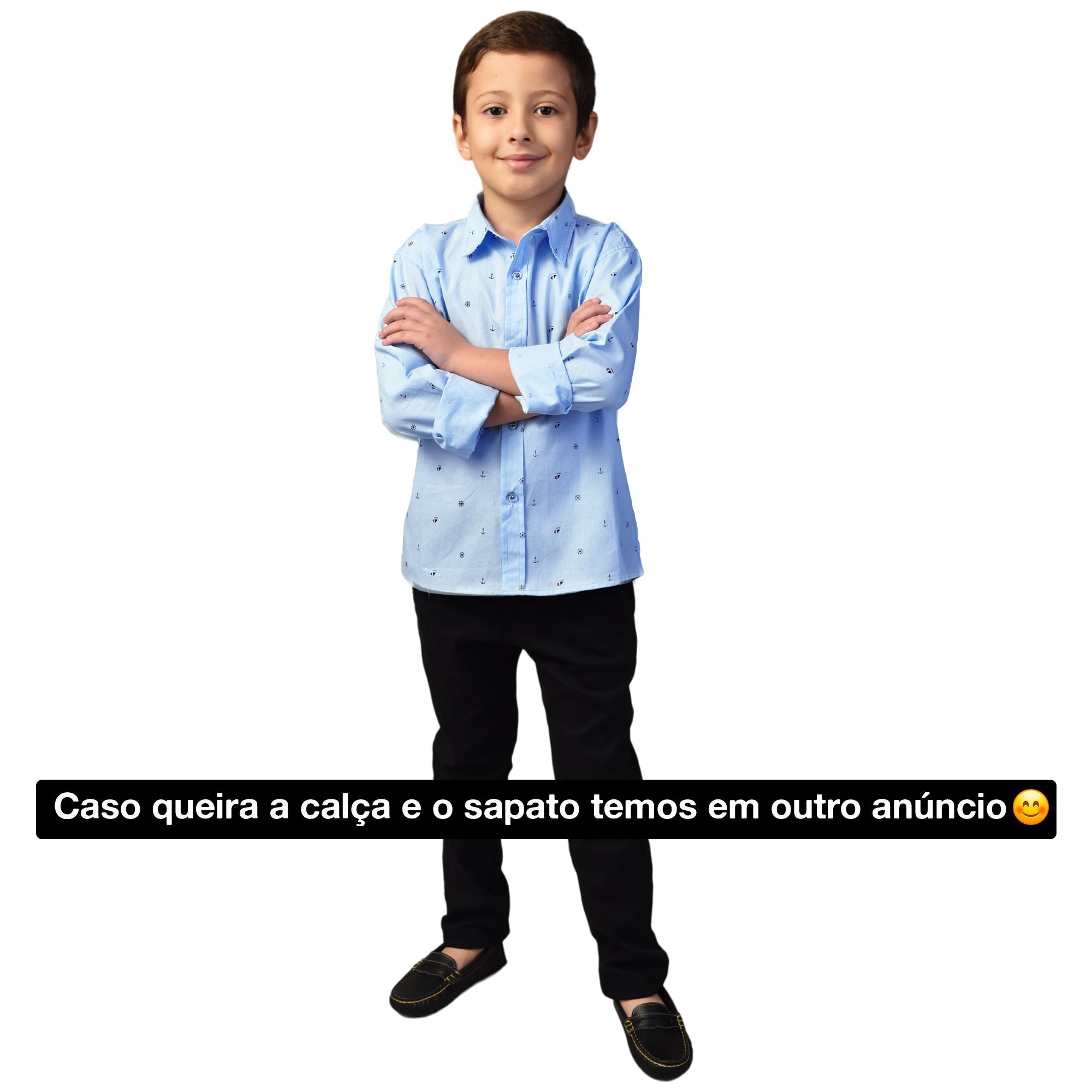 Camisa Masculina Sofisticada Âncora  2 ao 10 anos (Atacado)