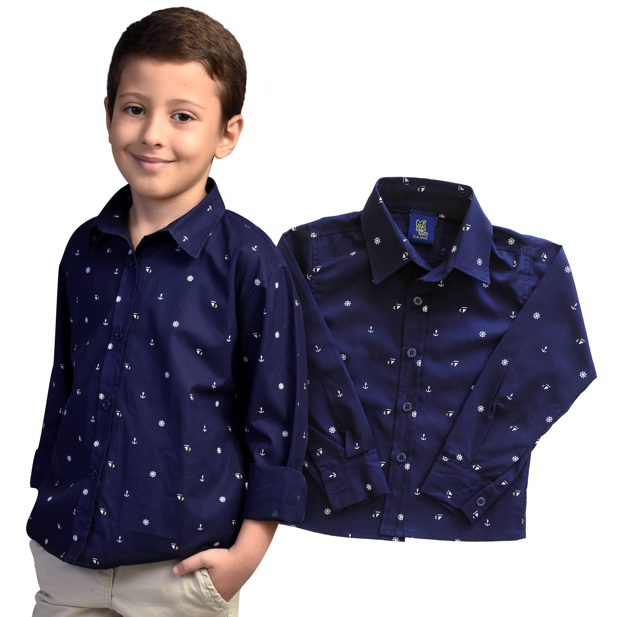 Camisa Masculina Sofisticada Âncora  2 ao 10 anos