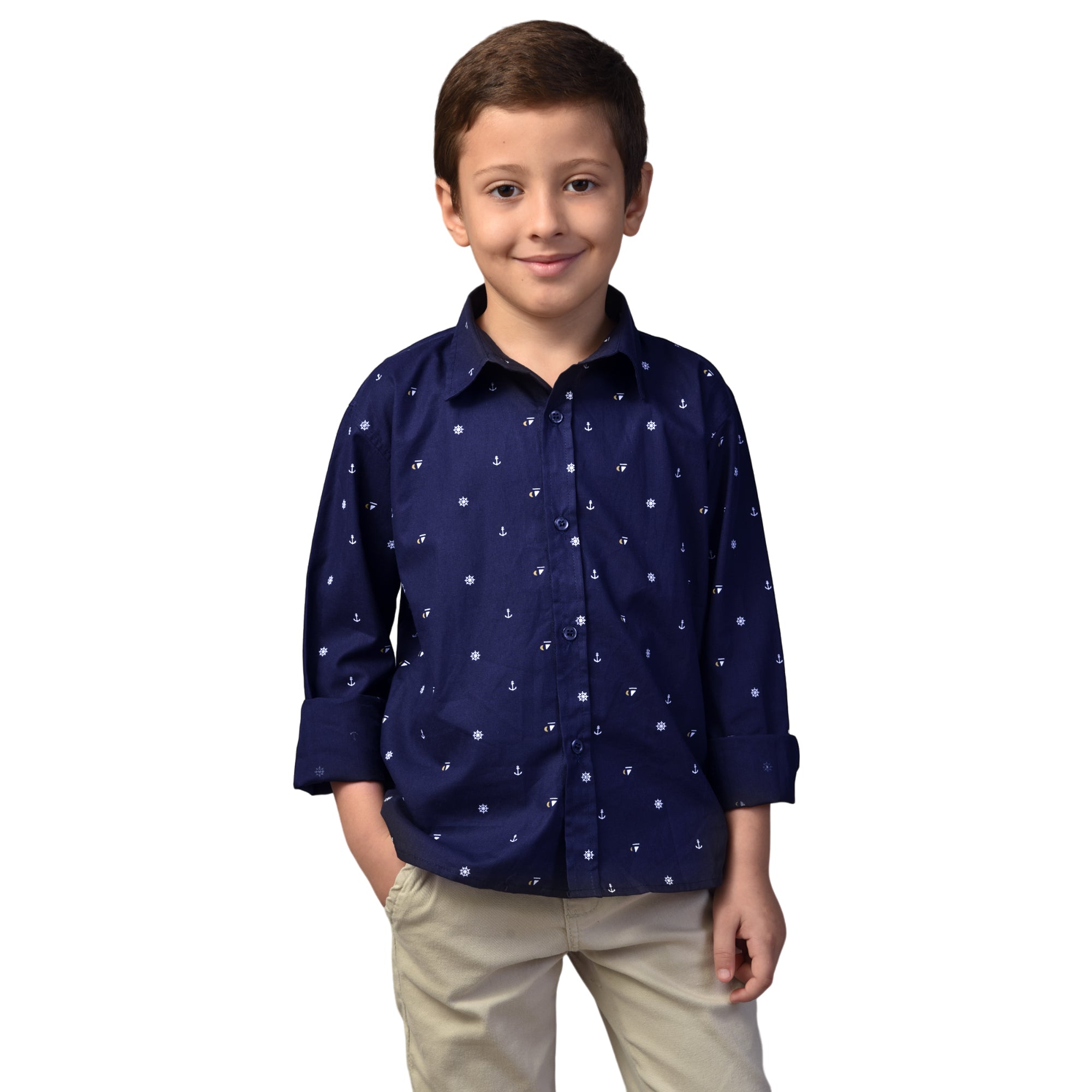 Camisa Masculina Sofisticada Âncora  2 ao 10 anos