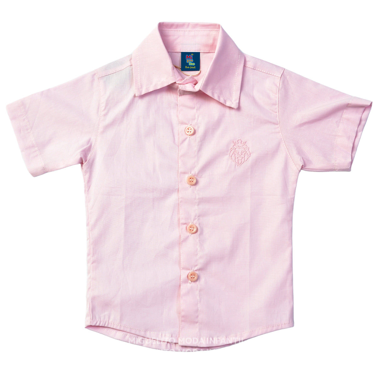 Camisa Social infantil Manga Curta Batizado Varias cores P ao 8 anos (Atacado)