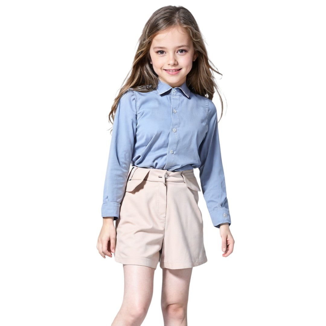 Camisa Social Feminina Kids Blogueirinhas Manga Longa