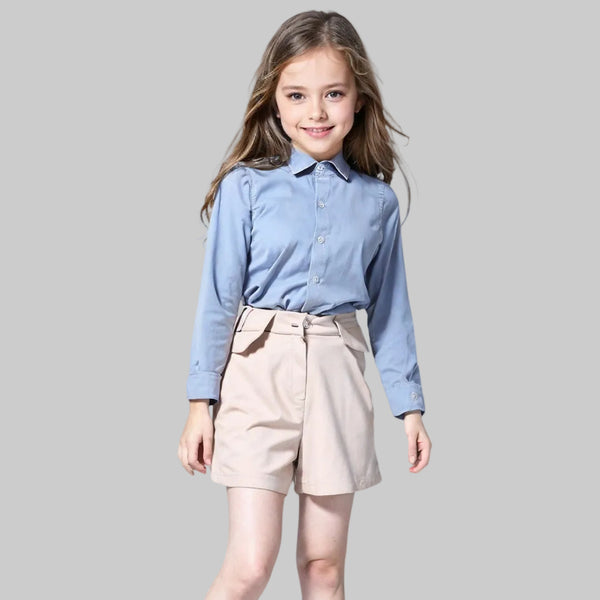 Camisa Social Feminina Kids Blogueirinha Manga Longa Varias cores 1 a 8 anos