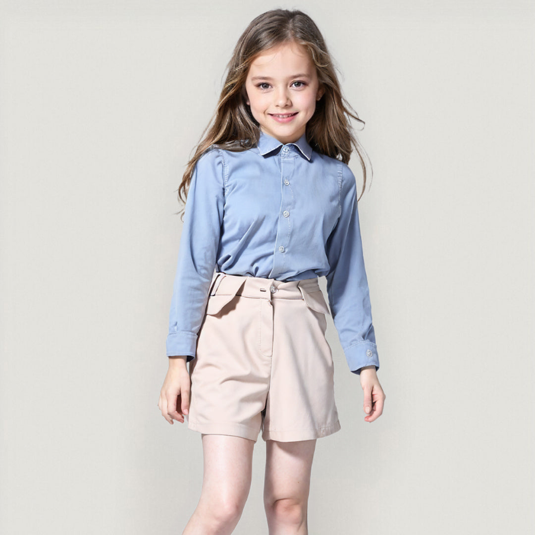 Camisa Social Feminina Kids Blogueirinhas Manga Longa