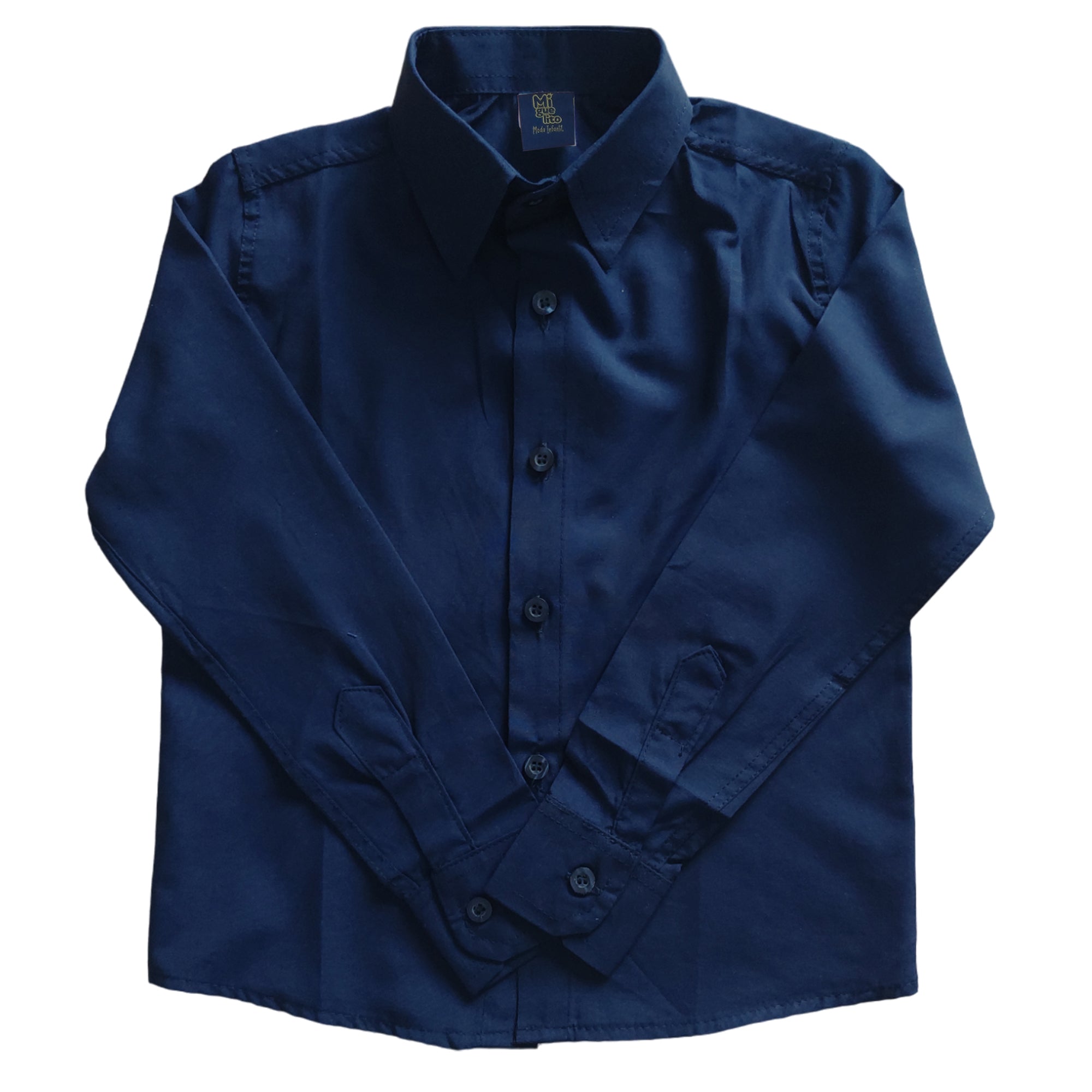 Conjunto Com Suspensório e Camisa Manga Longa Azul Marinho