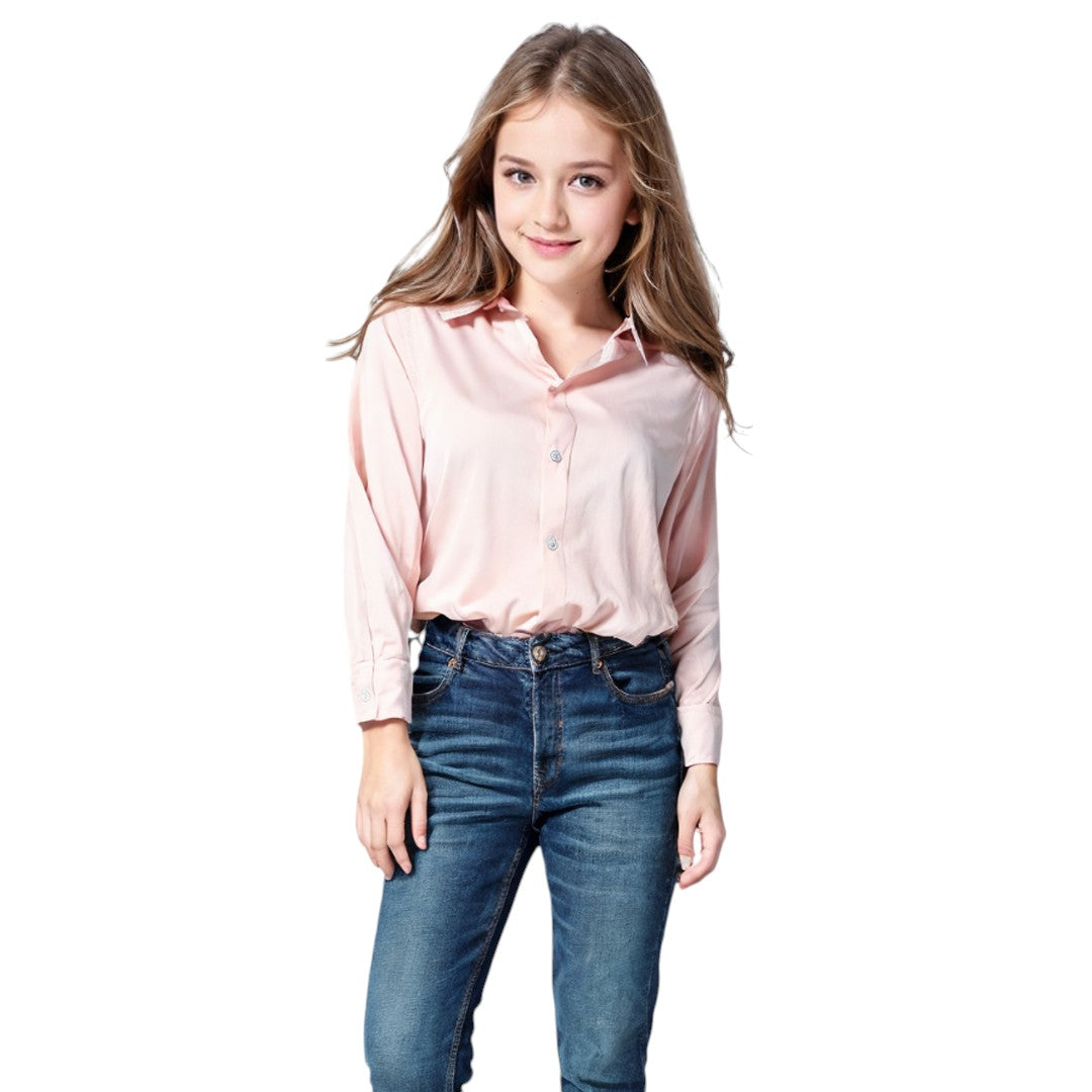 Camisa Social Feminina Kids Blogueirinhas Manga Longa