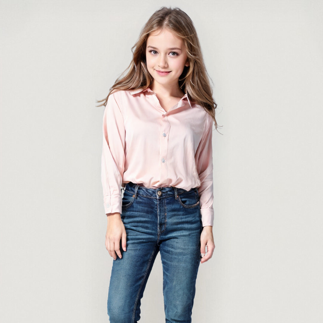Camisa Social Feminina Kids Blogueirinhas Manga Longa