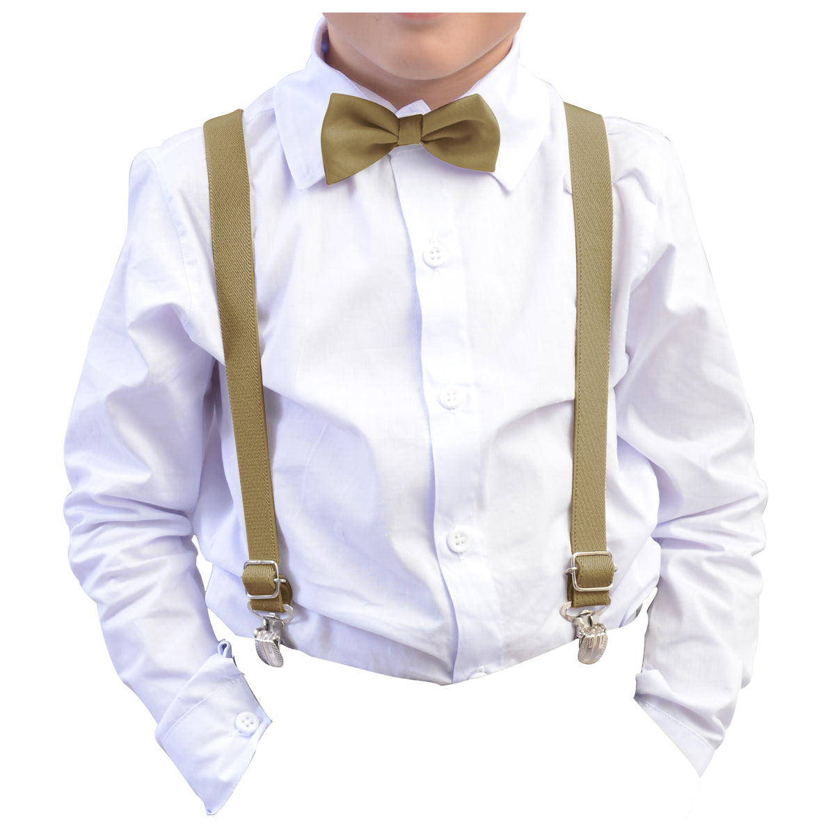 Kit Camisa Manga Longa Branca e Kit Suspensório e Gravata Infantil Diversas cores (Atacado)