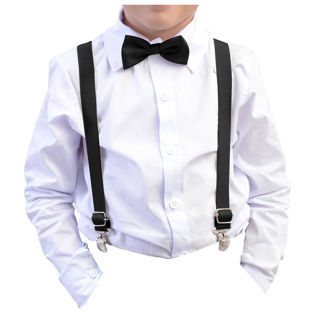 Kit Camisa Manga Longa Branca e Kit Suspensório e Gravata Infantil Diversas cores (Atacado)