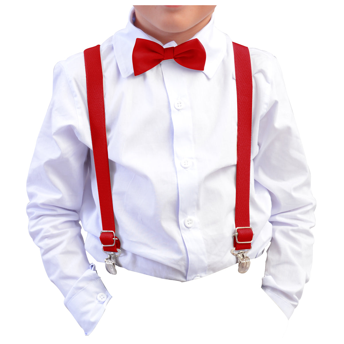 Kit Camisa Manga Longa Branca e Kit Suspensório e Gravata Infantil Diversas cores (Atacado)