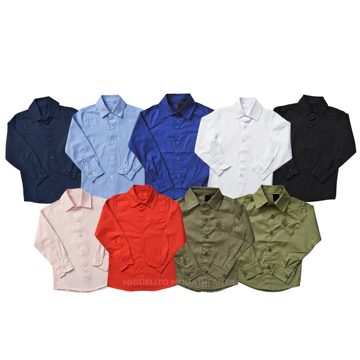 Camisa Juvenil Social Manga Longa Batizado Várias Cores 10 ao 16 Anos (Atacado)